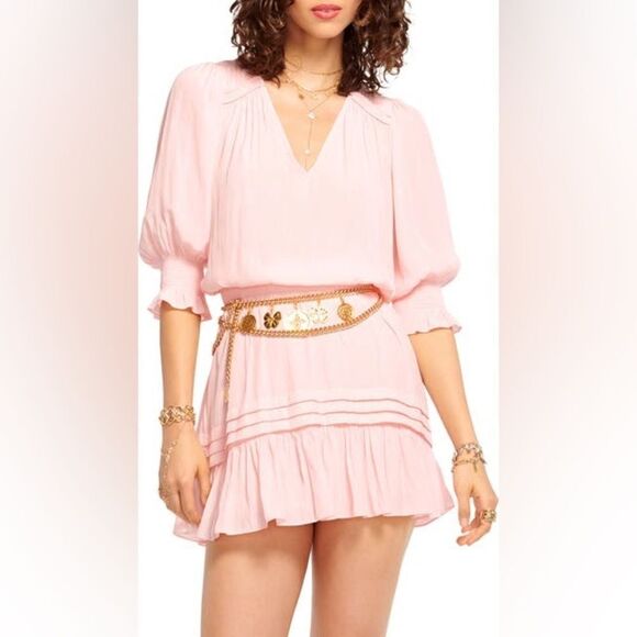 Ramy Brook NWT Barnus Puff Sleeve Blouson Dress in Candy Pink XSmall - Picture 1 of 9
